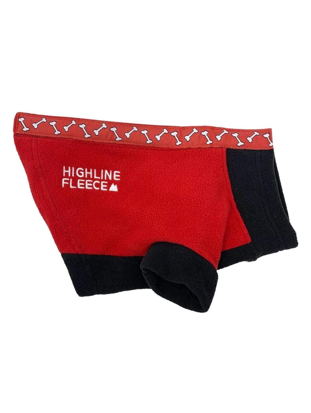 Doggie Design Highline Fleece Dog Coat Red And Black Rolling Bones (Size 12)